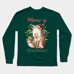 Meow-y Christmas! - Cream Fluffy Cat Long Sleeve T-Shirt